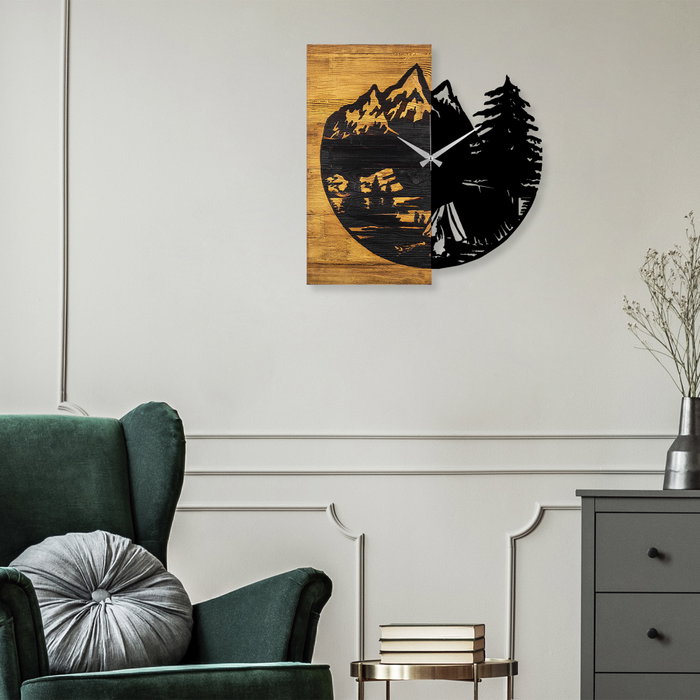 Wallity Wooden Clock 19 en Nogal y Negro